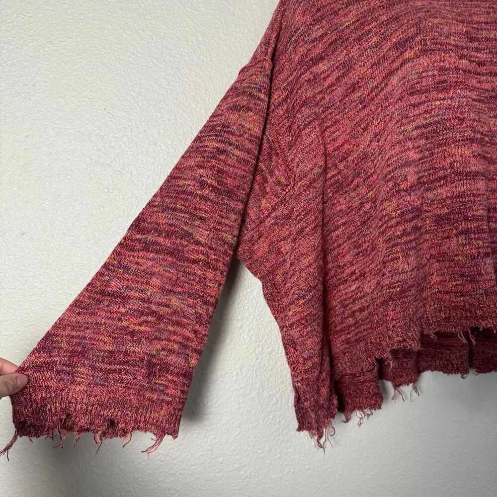 free people | prism pullover chunky boho women's fringe sweater sz M